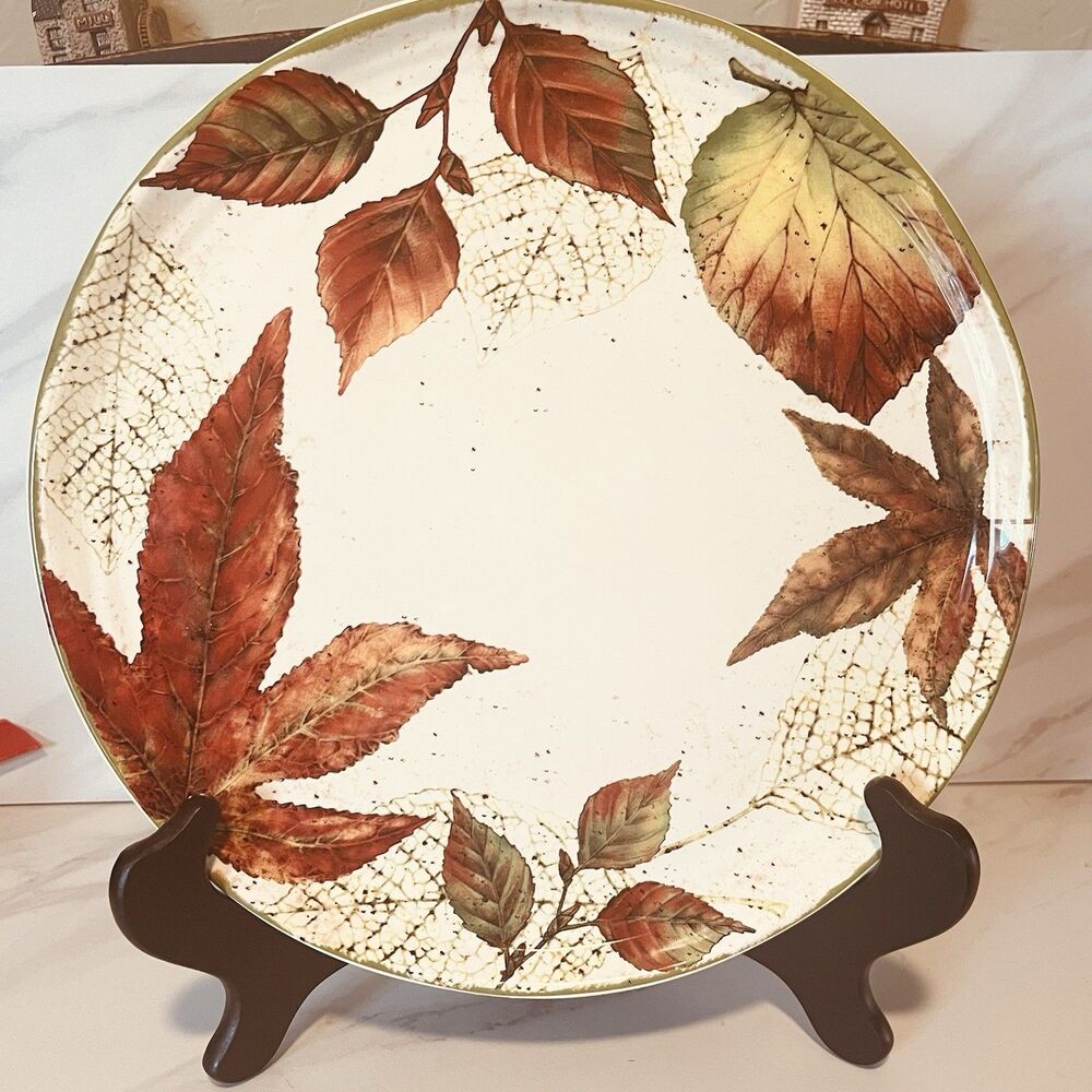 Pier 1 Asheville Fall Leaves 11" Dinner Plate Ironstone Autumn Thanksgiving
